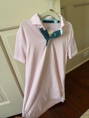 Greyson boys Light Pink Striped Polo with Contrast Placket